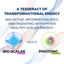 Promotional graphic for bio-scalar energy and photonic fountain with text and energy wave graphics.