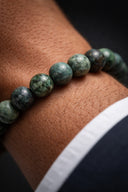 Close-up of  EEBracelet African Turquiose with green beads 