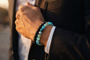 EEBracelet Duo Black Onyx & Lapis Lazuli a black and turquoise beaded bracelet
