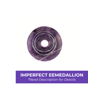 A collection of round gemstone medallions with a central hole in each. 