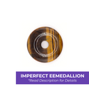 A collection of round gemstone medallions with a central hole in each. 